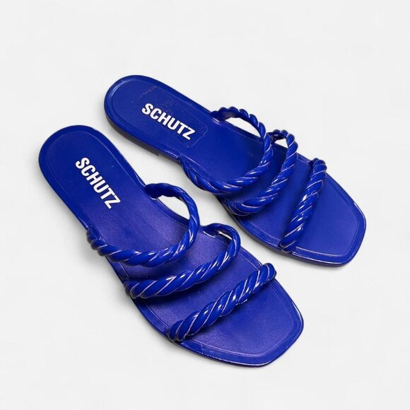 Schutz diana royal blue braided strappy jelly sandals - Picture 3 of 7